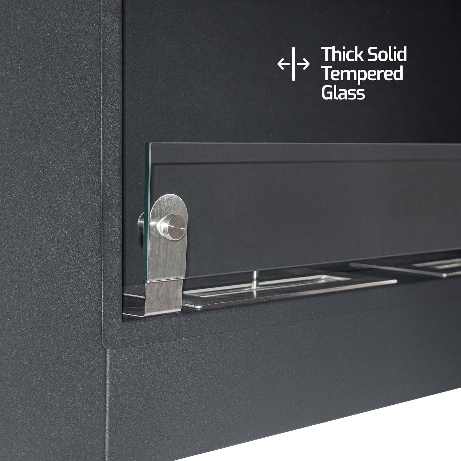 Augusto - Caminetto a bioetanolo da incasso con 2 bruciatori da 1.5L 110x54cm