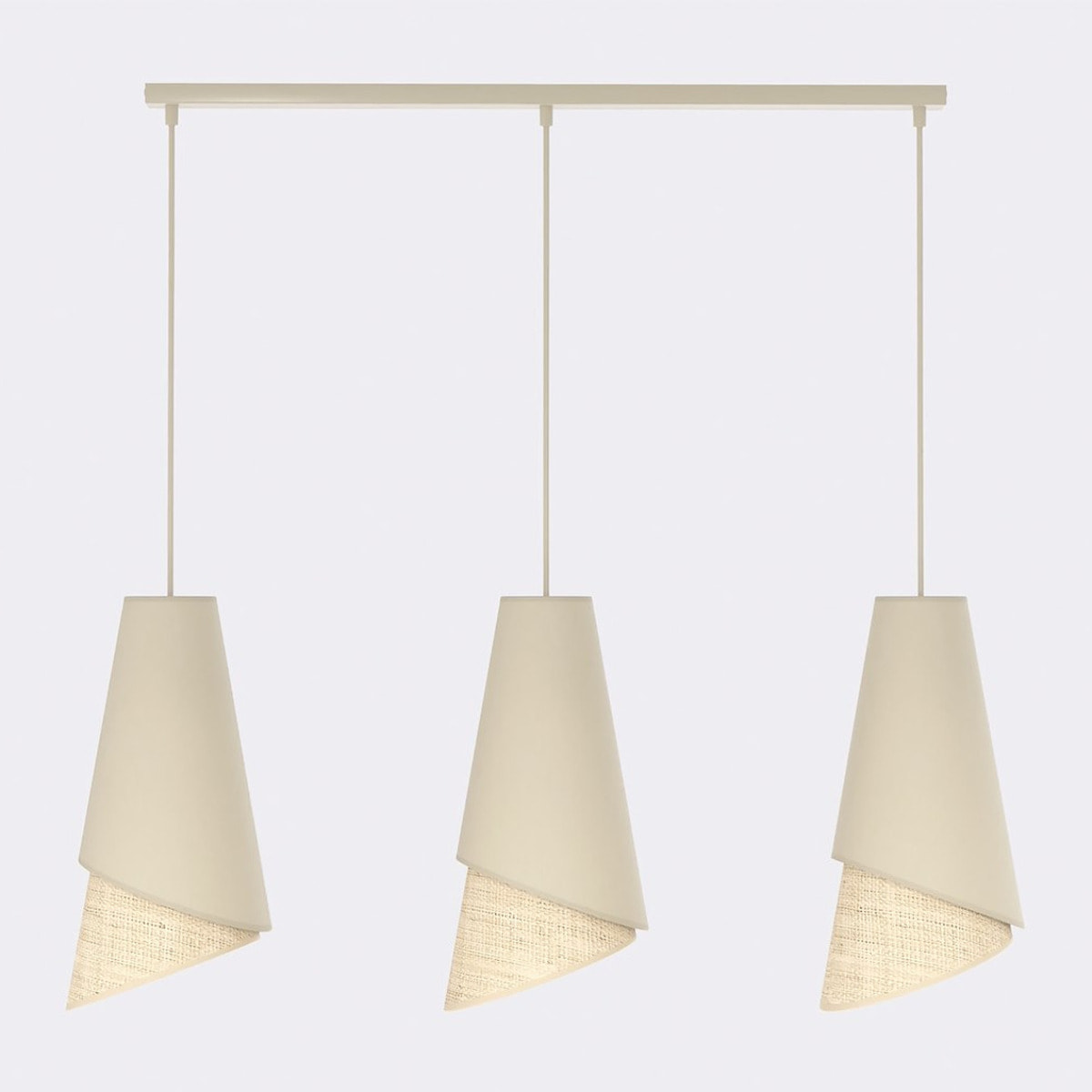Lampada a sospensione MODA in acciaio e tessuto effetto rattan