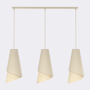 Lampada a sospensione MODA in acciaio e tessuto effetto rattan