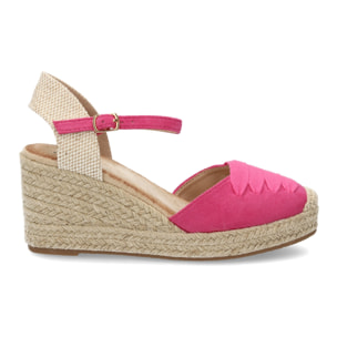 Alpargata cuña mujer con adorno de cintas