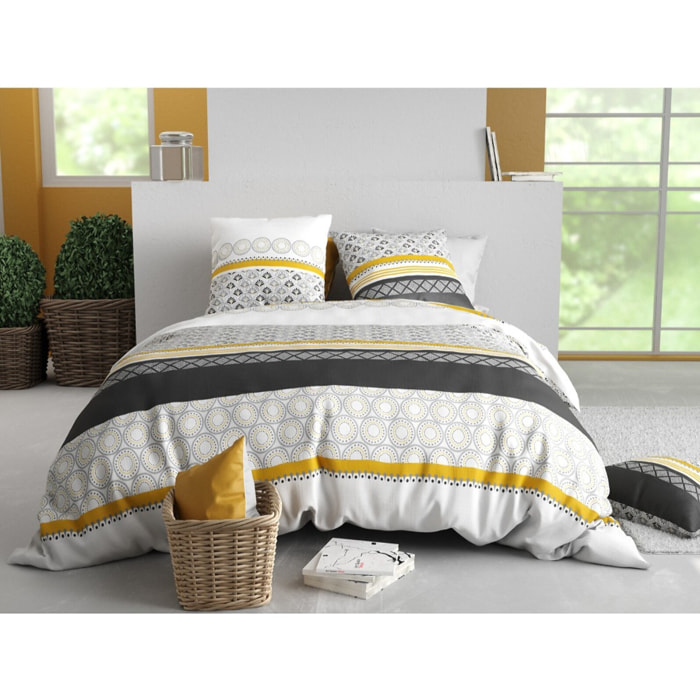 Parure housse de couette 100% coton 57fils + 2 taies