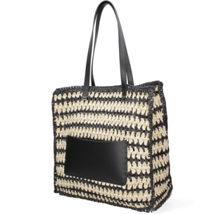 Borsa a spalla da donna - Modello False - Paglia intrecciata - 37.0 x 38.0 x 21.0 cm