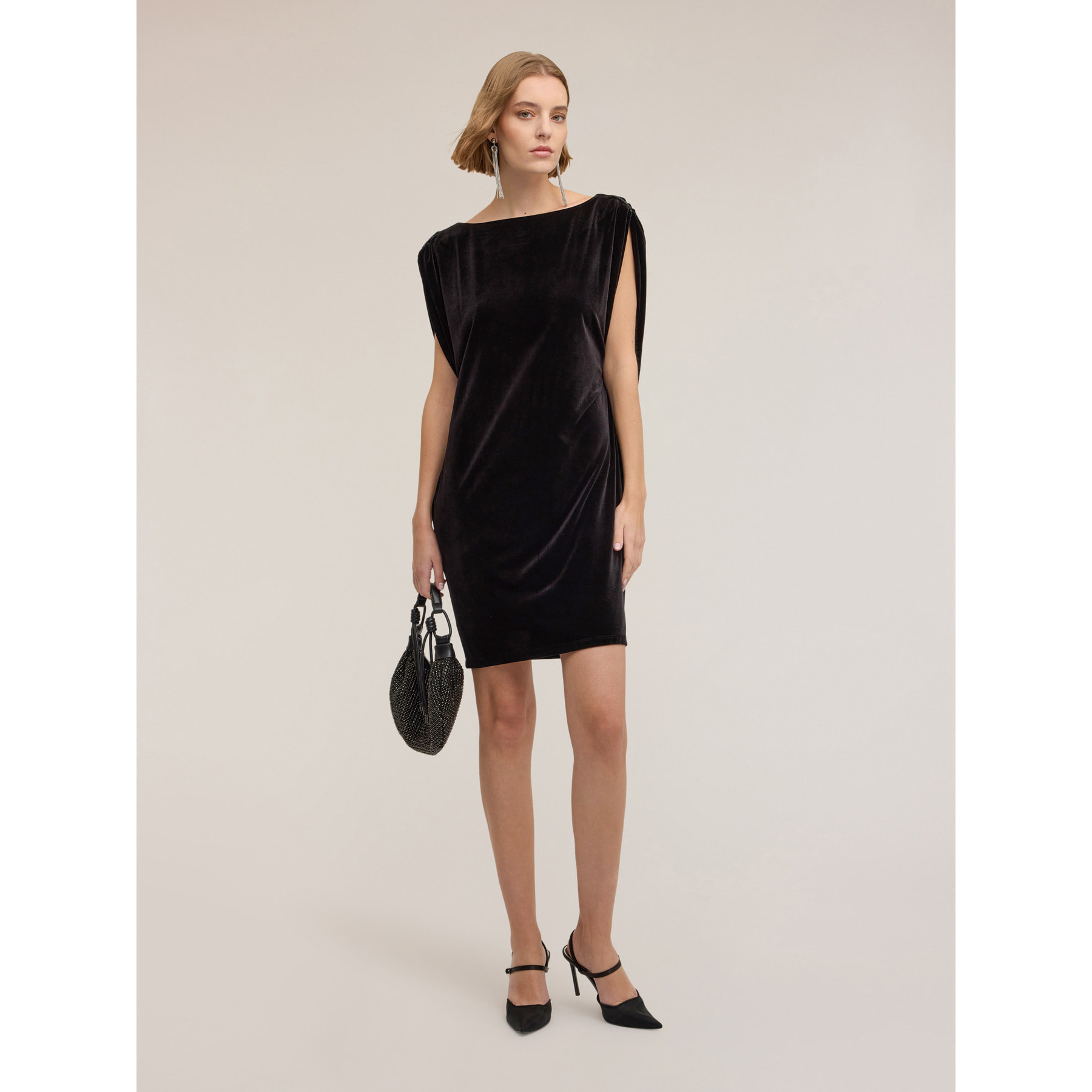 Motivi - Vestido oversize de chenilla - Negro