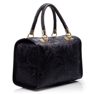 Catena Borsa tote Donna.Pelle autentica Velluto Incisa Arabesco