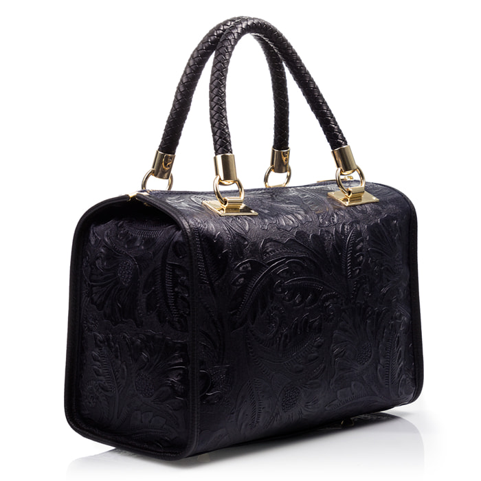 Catena Borsa tote Donna.Pelle autentica Velluto Incisa Arabesco