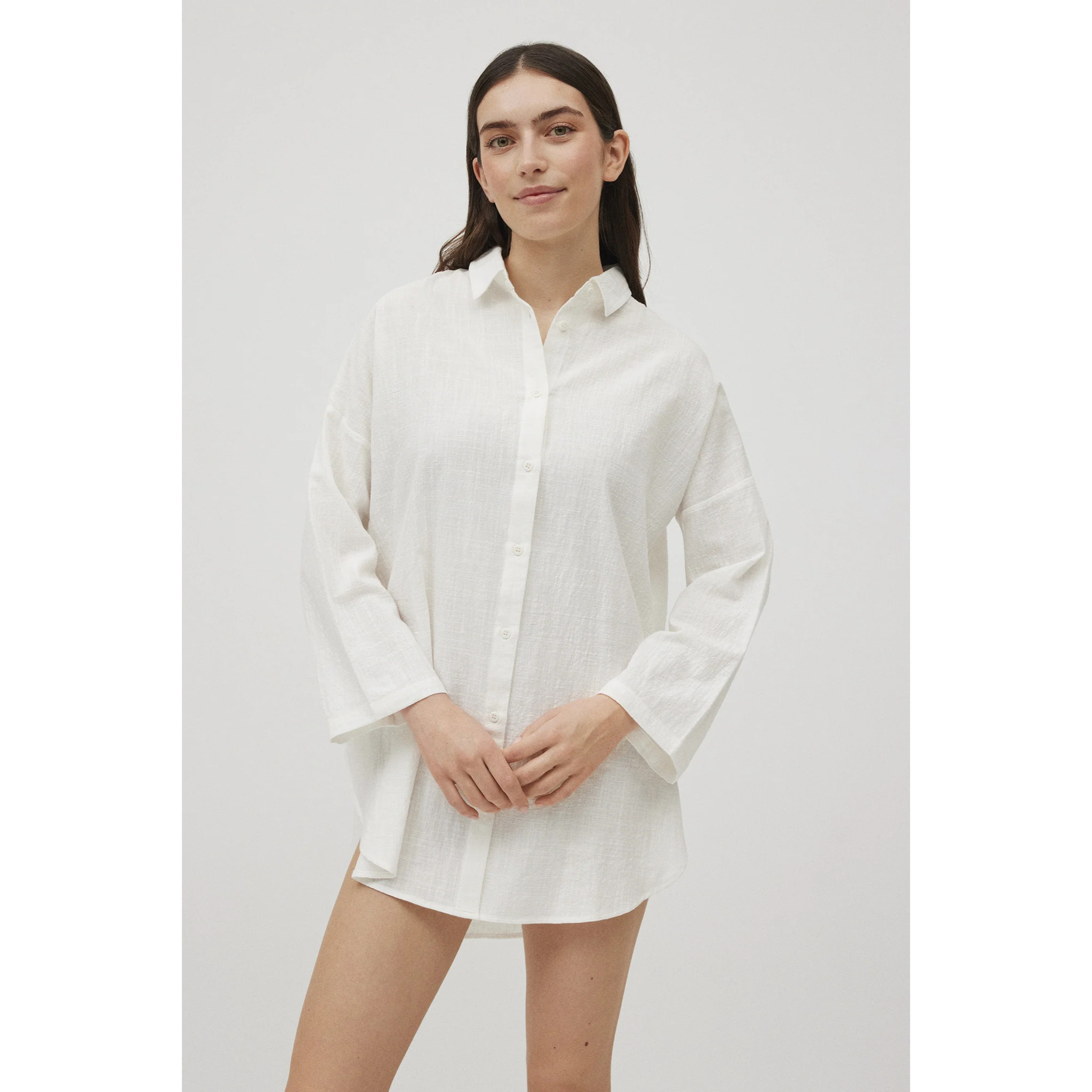 Camicia a maniche lunghe in cotone fluido