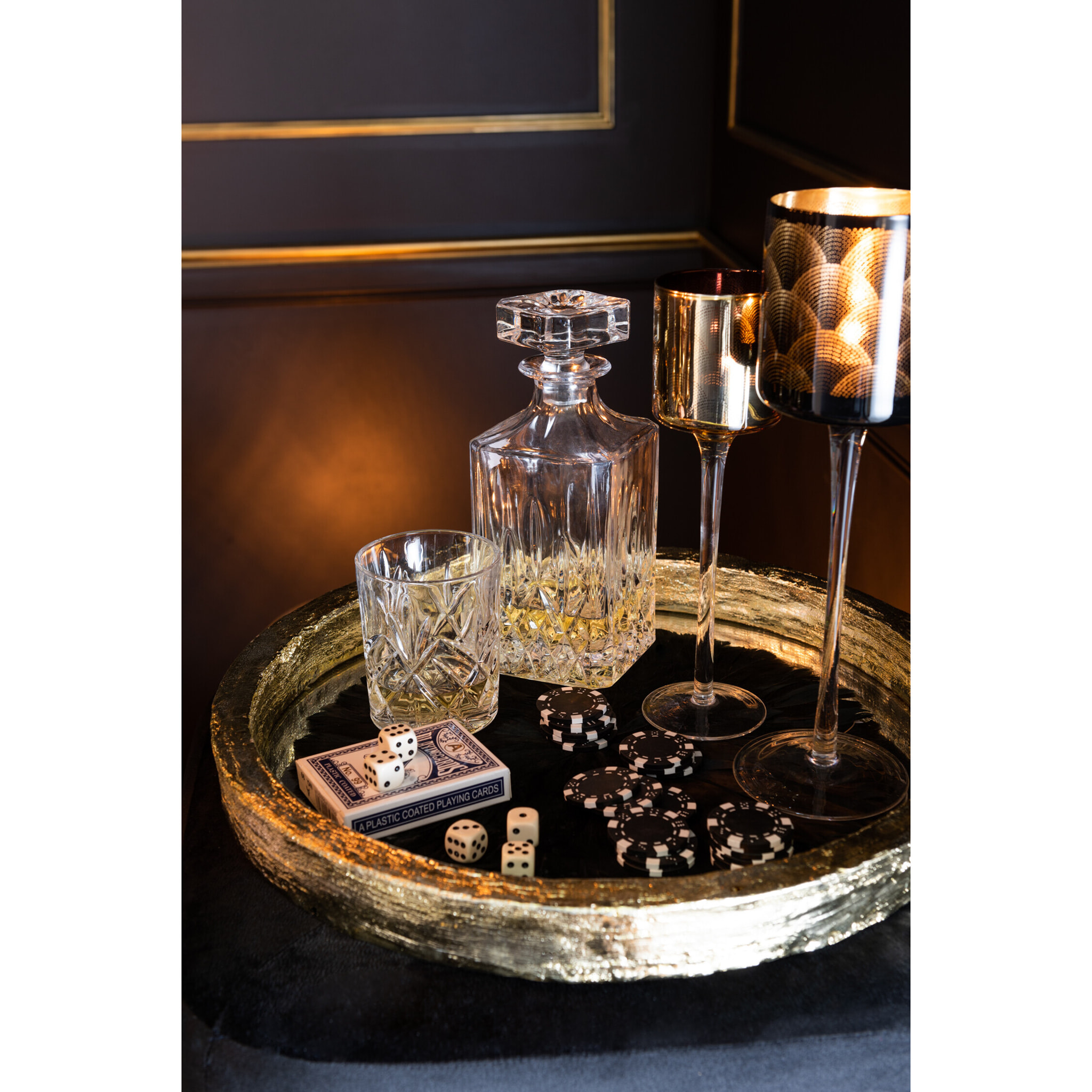 J-Line carafe à décanter Taillées + bouchon - verre - transparent