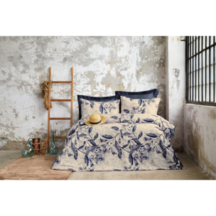 Parure housse de couette et taies oreiller 100% Satin de Coton imprimé