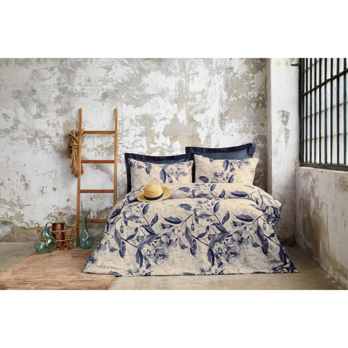 Parure housse de couette et taies oreiller 100% Satin de Coton imprimé