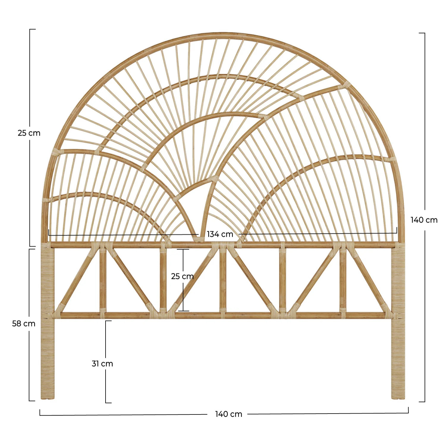 Tête de lit en rotin naturel 140 cm - Séléné