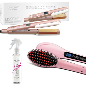 Fer à lisser lisscare 35w + brosse lissante 50 w + protecteur thermique 220c 150 ml