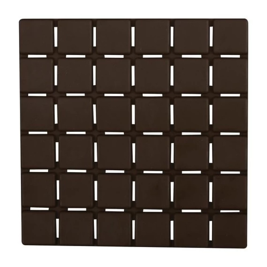 Lot de 5 Tapis antidérapants de douche ou baignoire Caoutchouc QUADRO 13x13cm Chocolat MSV
