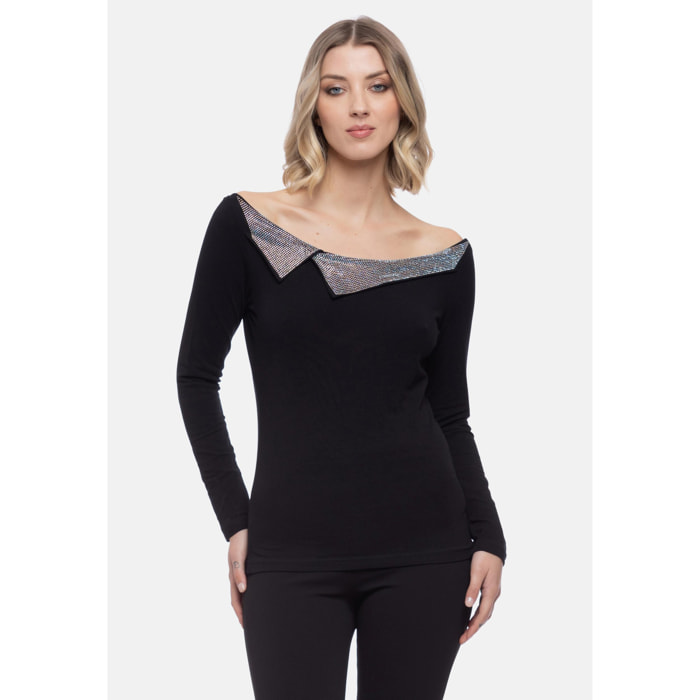 Camomilla - T-shirt SHEENA in cotone, nero (48)