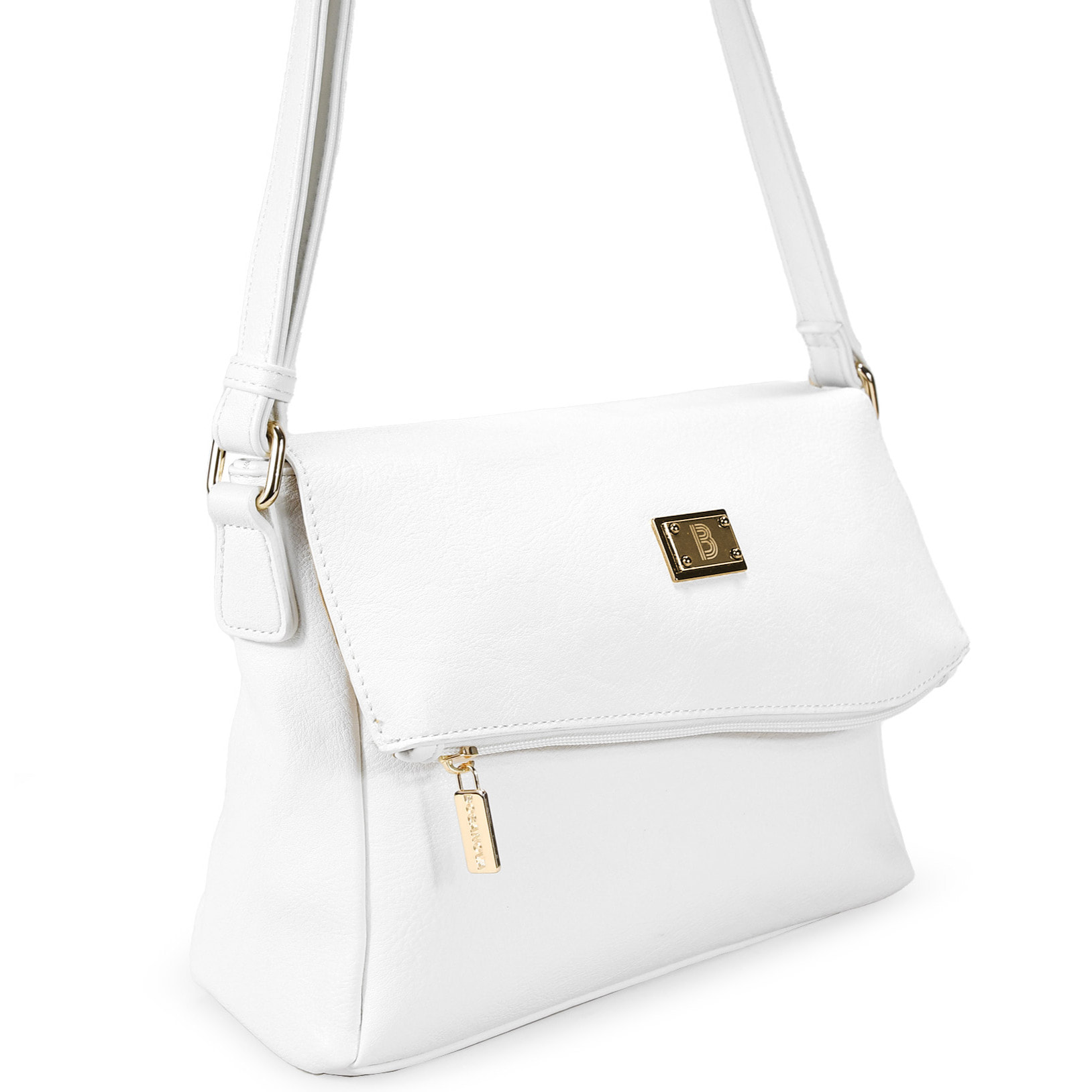 Bolso bandolera blanco con solapa