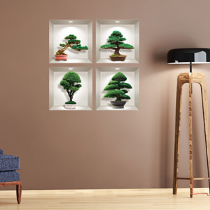 Stickers muraux 3D | Sticker Mural Autocollant effet 3D bonsai design - Stickers adhésifs 3D Chambre Salon Trompe l'oeil