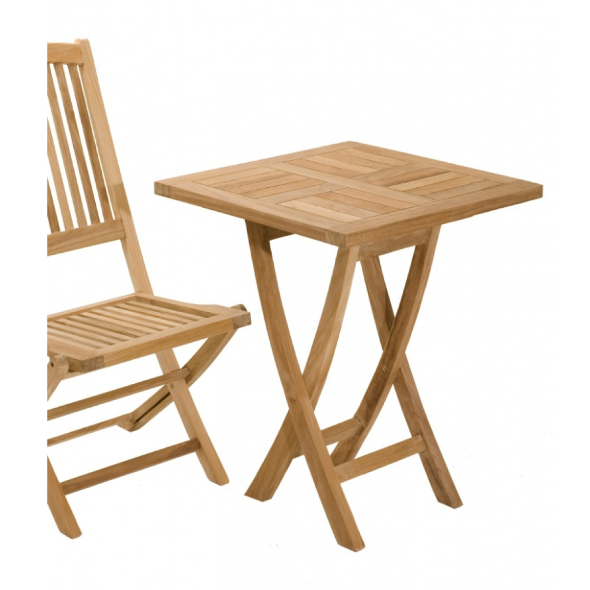 HARRIS - Table de jardin 2 personnes, carrée pliante 60x60cm en bois Teck