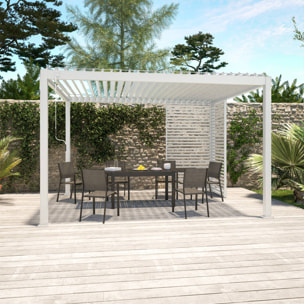 Pergola bioclimatique Triomphe 3x4 + 3 persiennes 130cm pour le côté de 4m. panneau brise vue. L 400 x P 300 x H 250 cm