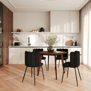 Lot de 2 chaises en velours noir et pieds en métal noir - Rosy