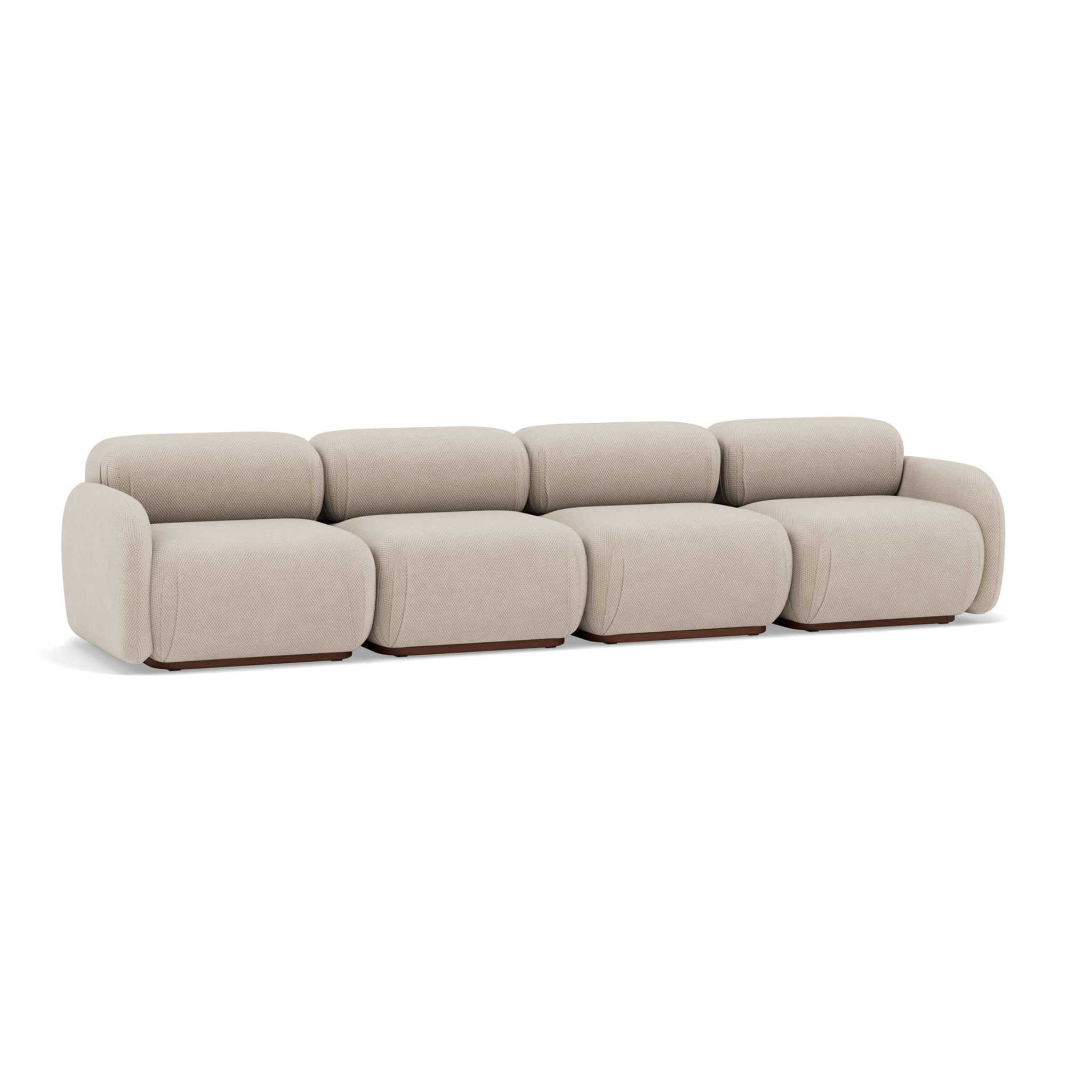 Penelope - canapé droit modulable 4 places en velours texturé - Beige
