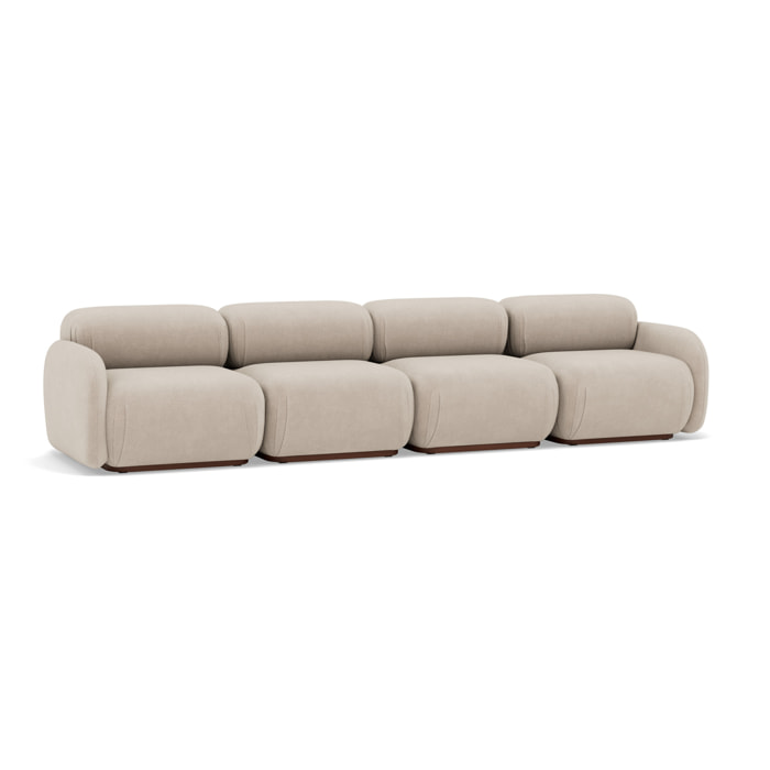 Penelope - canapé droit modulable 4 places en velours texturé - Beige