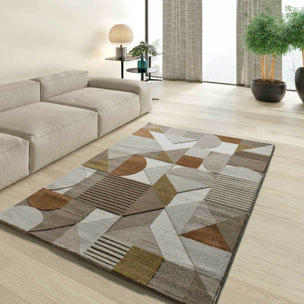 MELFI Alfombra geométrica con relieve en tonos cobrizos, varias medidas disponibles