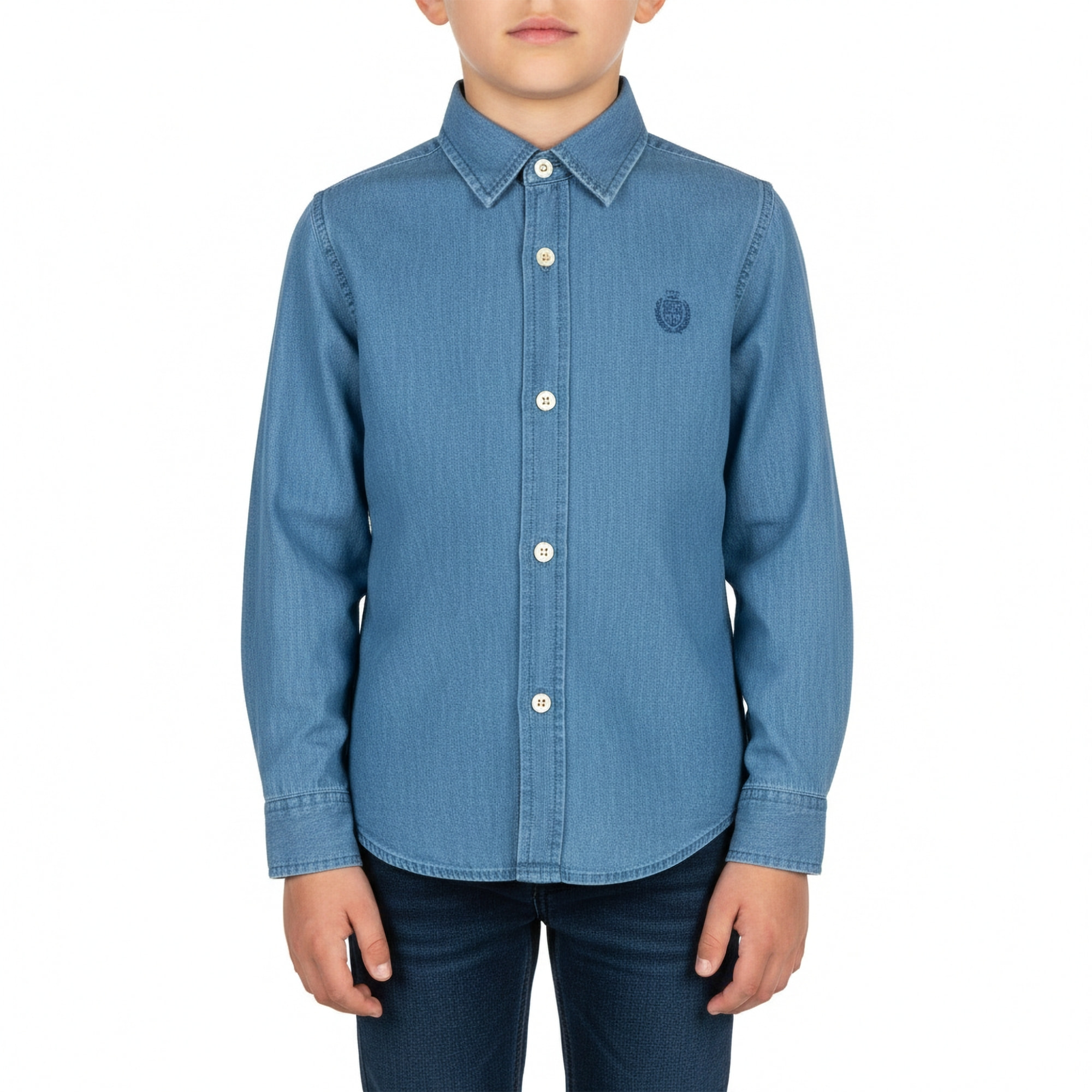 Camicia denim con ricamo logo