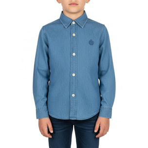 Camicia denim con ricamo logo