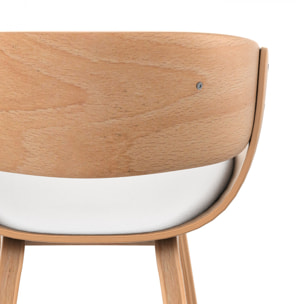 Chaise en bois clair et PU blanc - Adelmar
