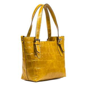 Arezzo Borsa tote Donna.Pelle autentica Camoscio Incisa Coccodrillo Grande Camoscio