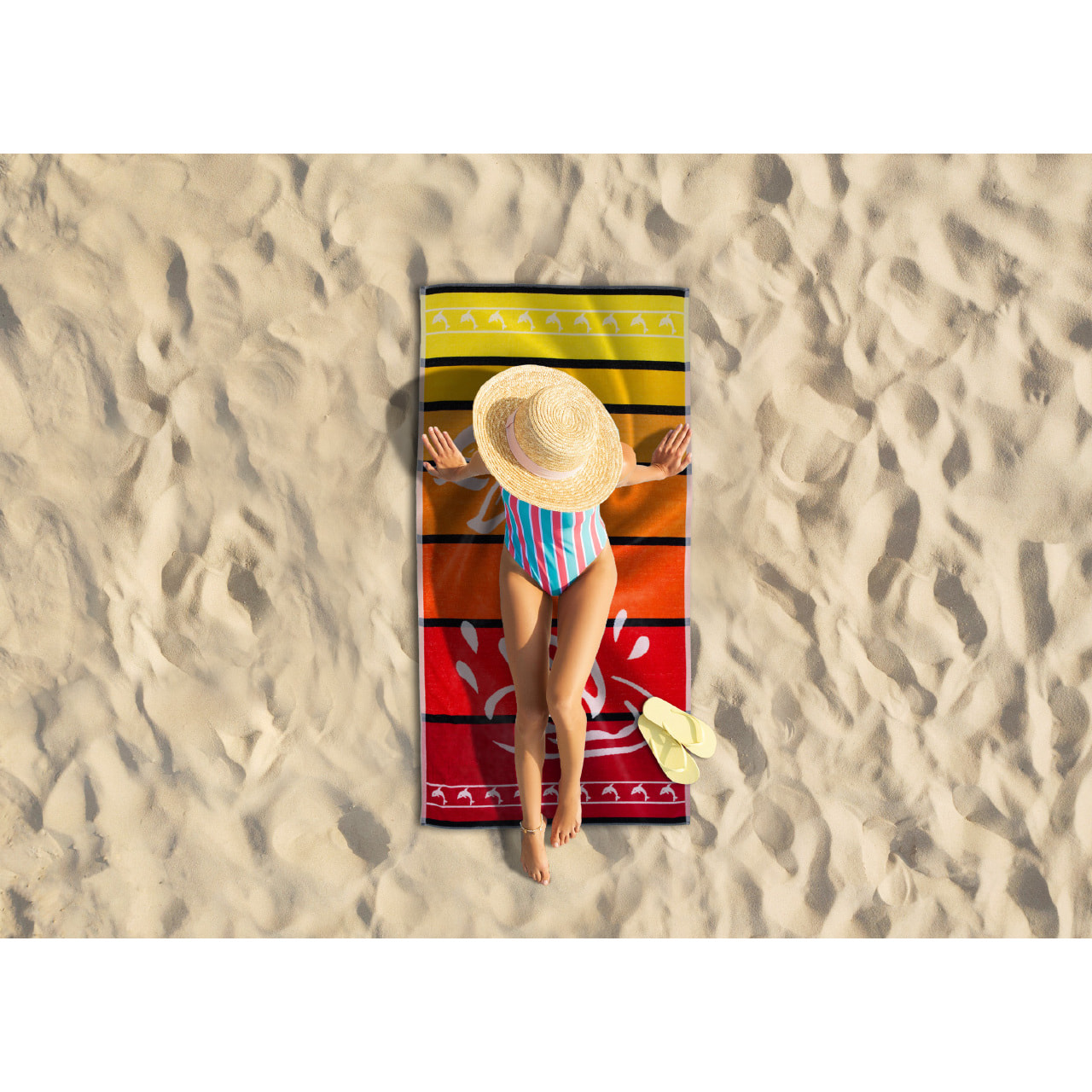Telo Mare Spugna Jacquard Spiaggia Disegno Big Stripe