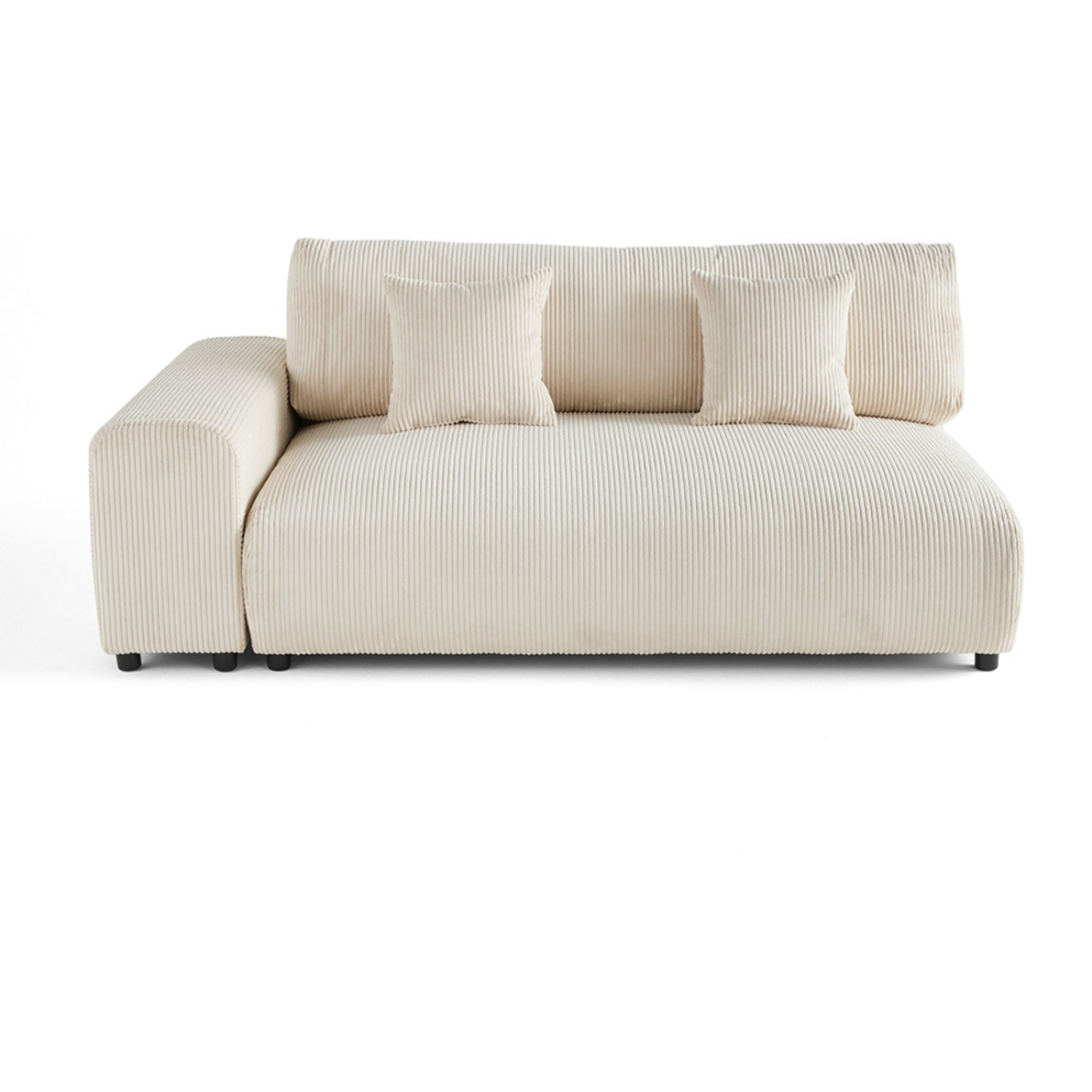 Garance - module d'assise 3 places avec accoudoir gauche - en velours côtelé - Beige