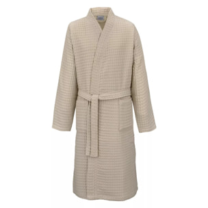 Peignoir homme pur coton 240 g/m² nid d'abeille beige Detente naturel