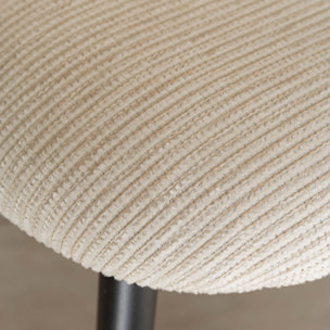 Lot de 2 chaises en métal noir et tissu écru LEONIE