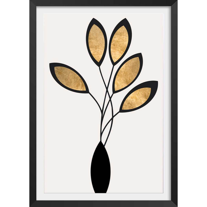 Poster bouquet de bronze Affiche + cadre en bois - Noir