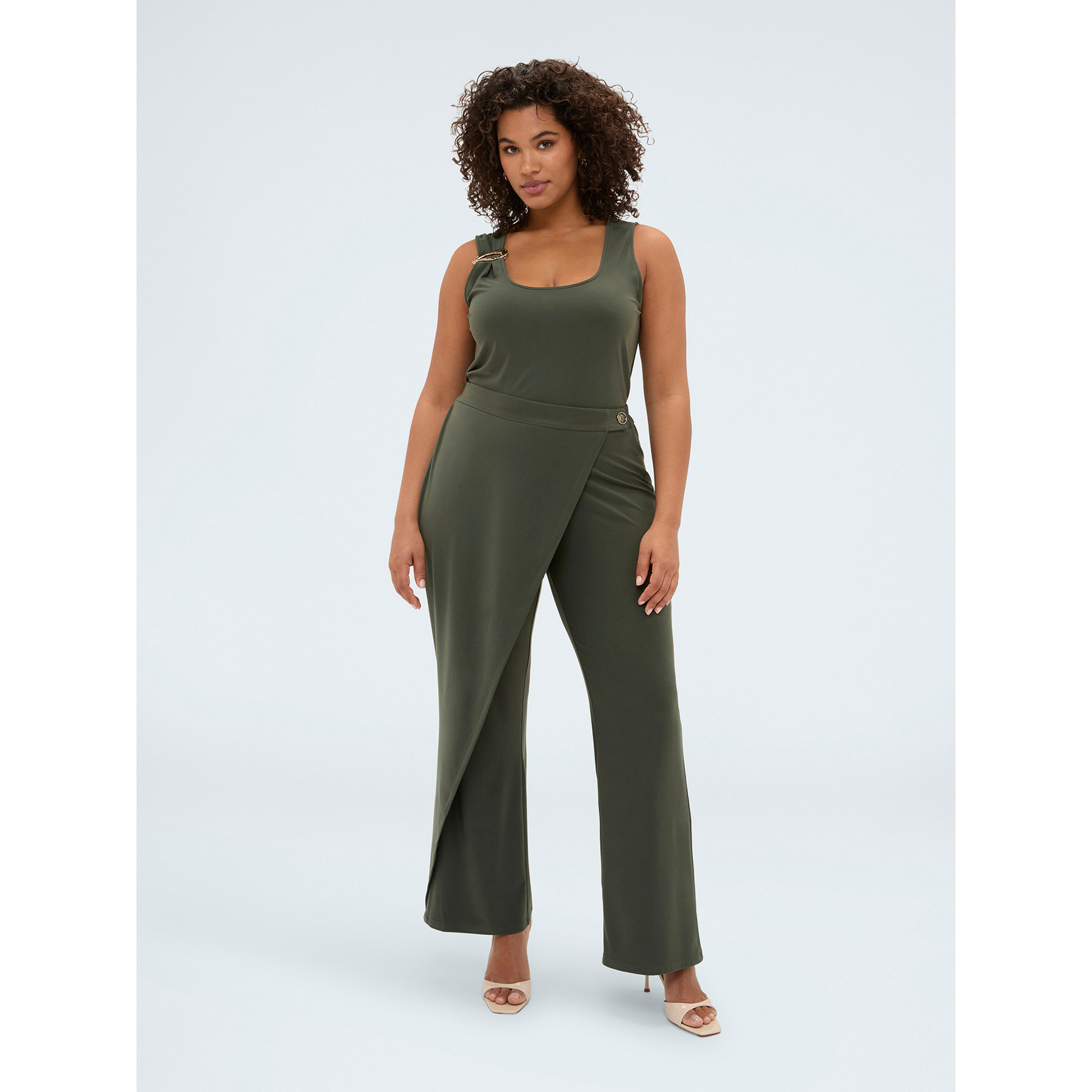 Fiorella Rubino - Pantalones de punto con cierre cruzado - Verde militare