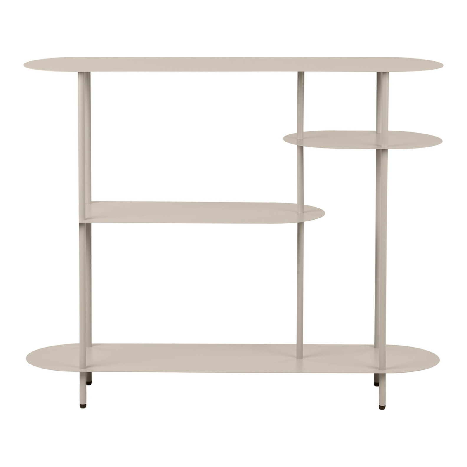 Libreria Rieti a 4 ripiani ovali asimmetrici in metallo sabbia 118×31×97 cm