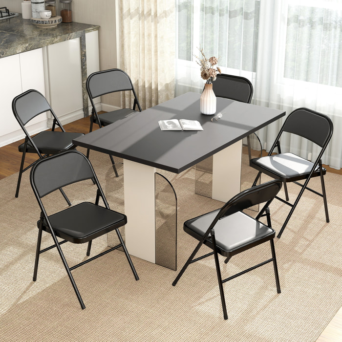 Lot de 6 chaises pliantes assise dossier rembourrés acier synthétique noir