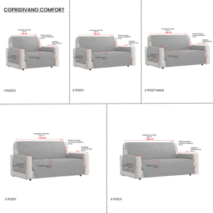 COPRIDIVANO COMFORT, Antiscivolo, Cotone+Microfibra+Fibre Varie, Made in Italy - PANNA