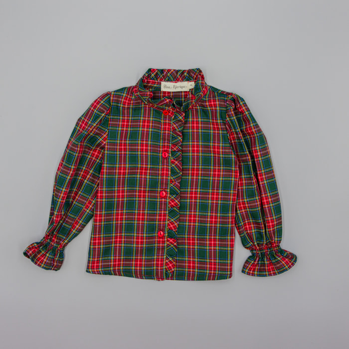 Camisa Verde De Cuadros Con Volante