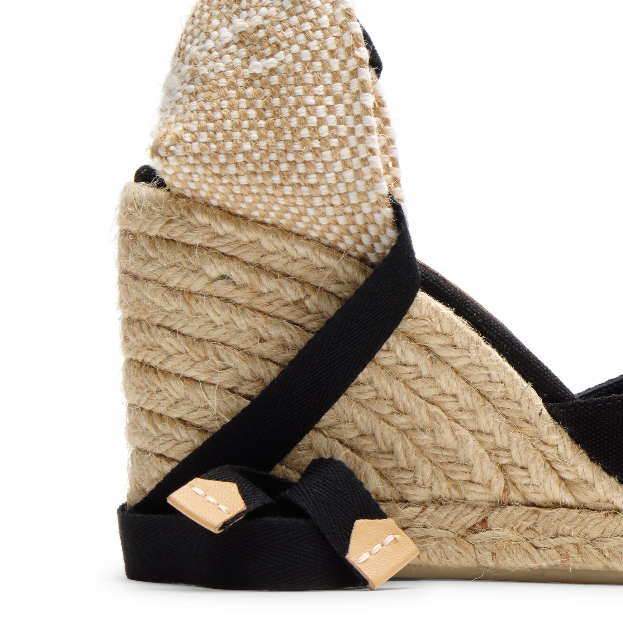 Alpargatas de cuña de mujer Carina en algodón orgánico, cierre mediante lazada