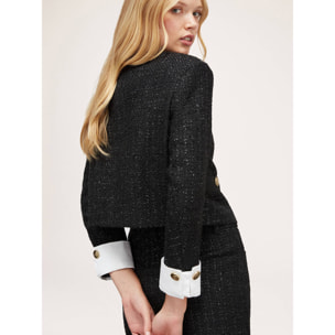 Motivi - Chaqueta de tweed de lúrex con puños desmontables - Negro