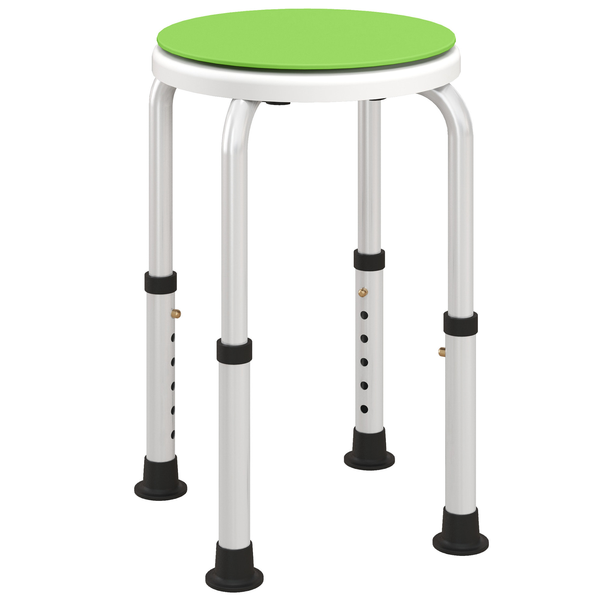 Tabouret de douche siège de douche - hauteur réglable, pivotant 360° - alu PP blanc vert
