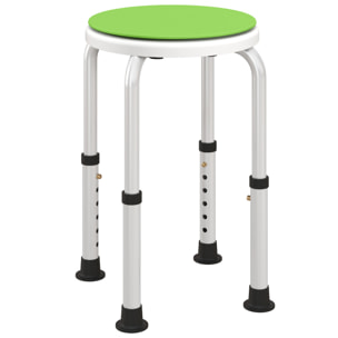 Tabouret de douche siège de douche - hauteur réglable, pivotant 360° - alu PP blanc vert