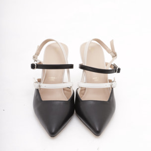 SLINGBACK CINTURINI BICOLORE CHOCOLA' NERO