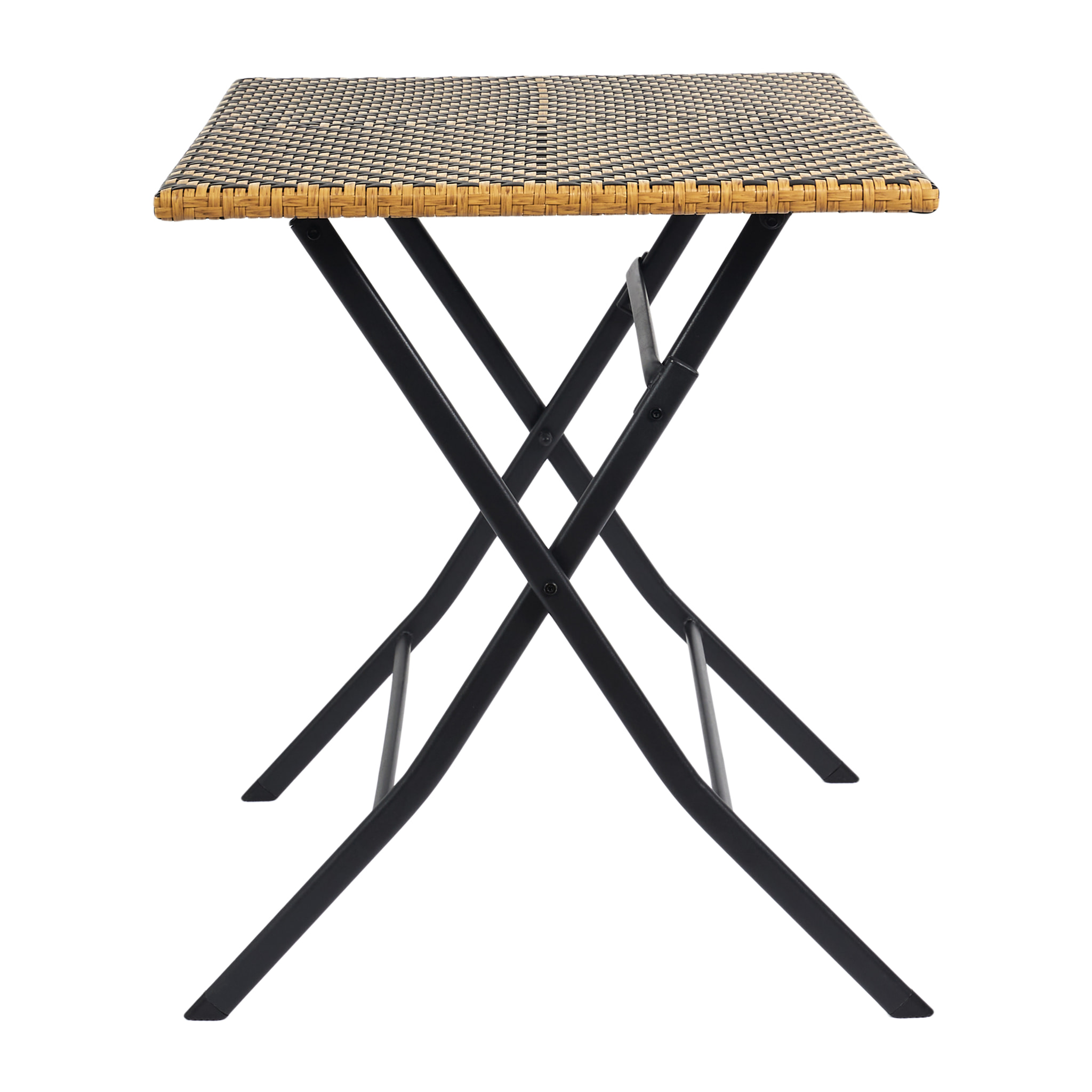 Table Pliante Tressee Noir Et Naturel