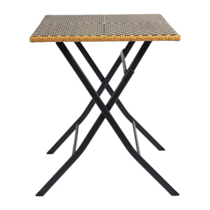 Table Pliante Tressee Noir Et Naturel