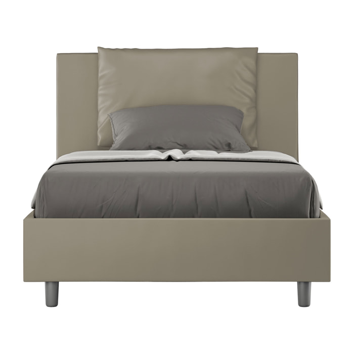 Letto una piazza e mezza con rete imbottito 120x210 similpelle cappuccino Antea