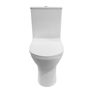 Pack WC A6 + Manguito conector | Inodoro de ceramica | Manguito extensible 150-470mm | WC con Tapa amortiguada | Doble descarga | Salida dual | Alday