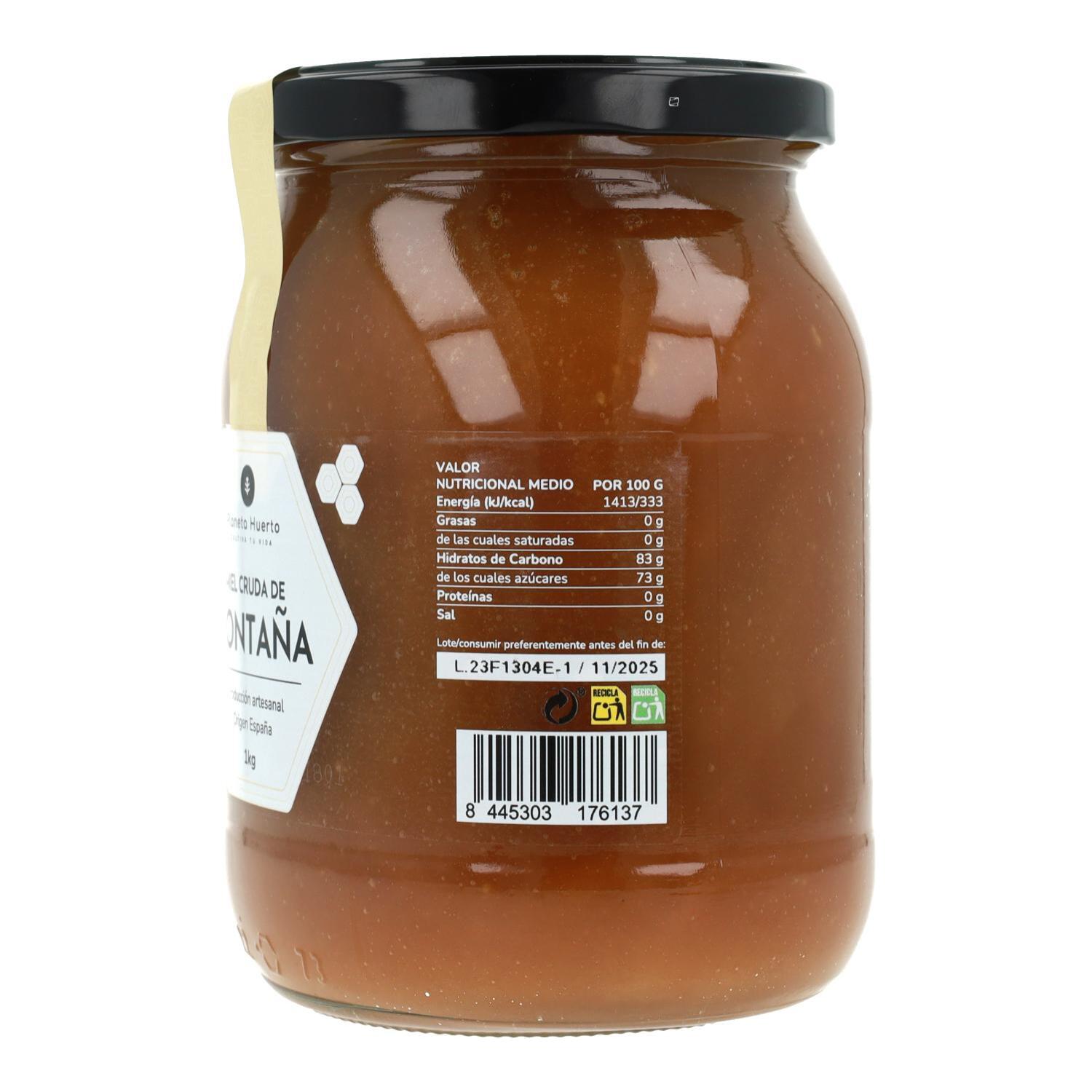 PLANETA HUERTO | Miel Cruda de Montaña 100% Natural, Producción Artesanal, Sabor Intenso y Auténtico, Origen España - 1kg