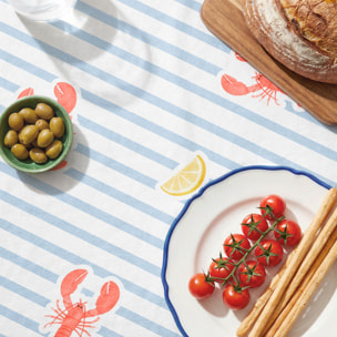 Mantel antimanchas CAMELIA AZUL - 100% algodón